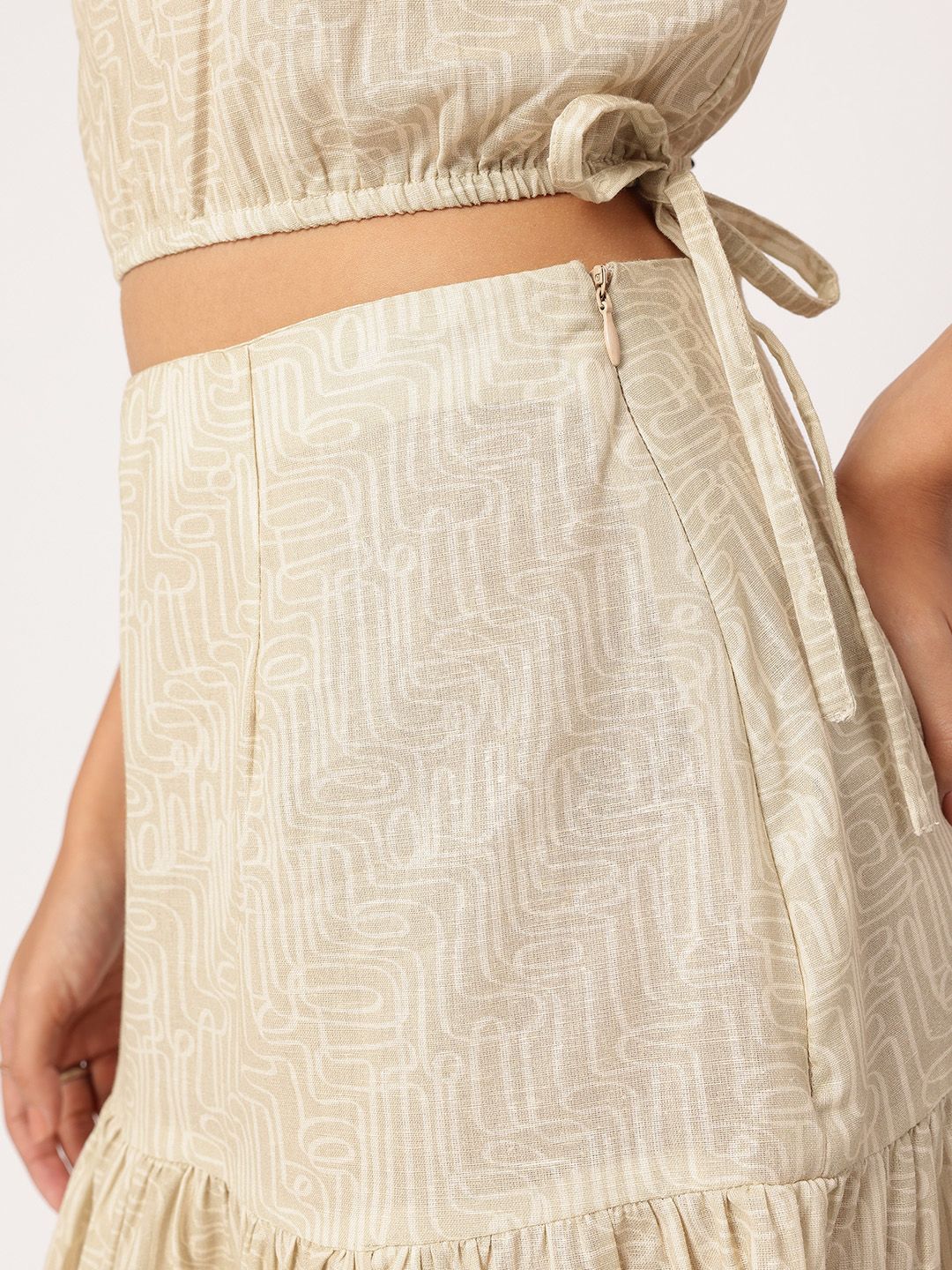 DressBerry Adorable Allure One-Shoulder Tie-Up Printed Co-Ords