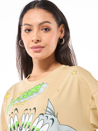 Bewakoof Graphic Printed Round Neck Pure Cotton Oversized T-shirt