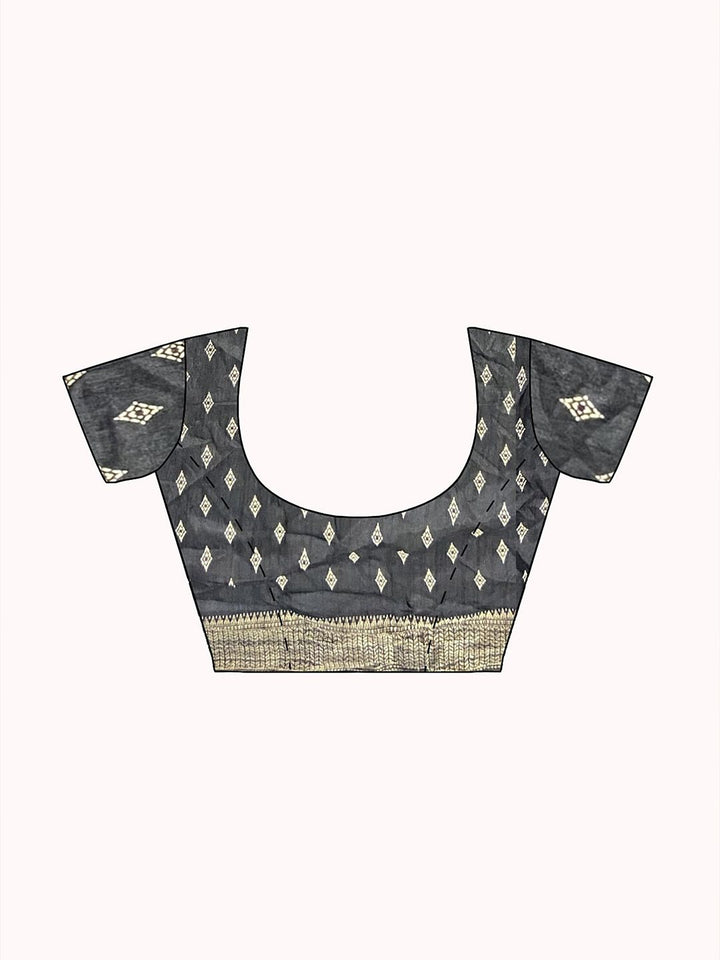 Tikhi Imli Black & Gold Geometric Printed Ready To Wear Saree