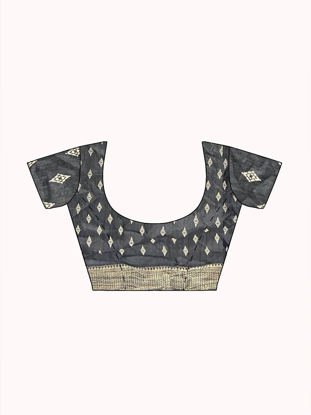 Tikhi Imli Black & Gold Geometric Printed Ready To Wear Saree