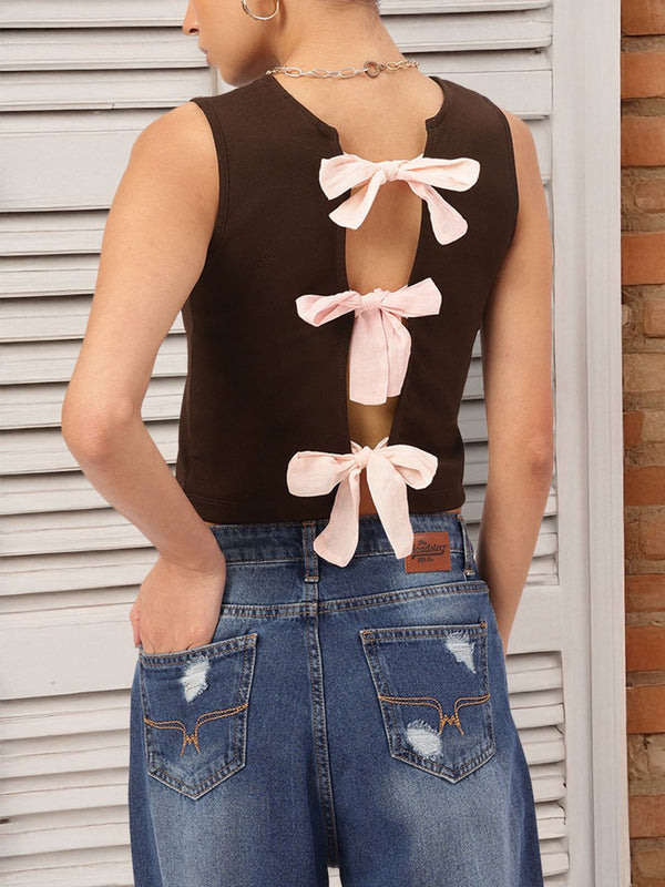 DressBerry Bow Tie Back Beauty Crop Top