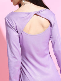 Tokyo Talkies Lavender Bodycon Twisted Back Cutout Mini Dress
