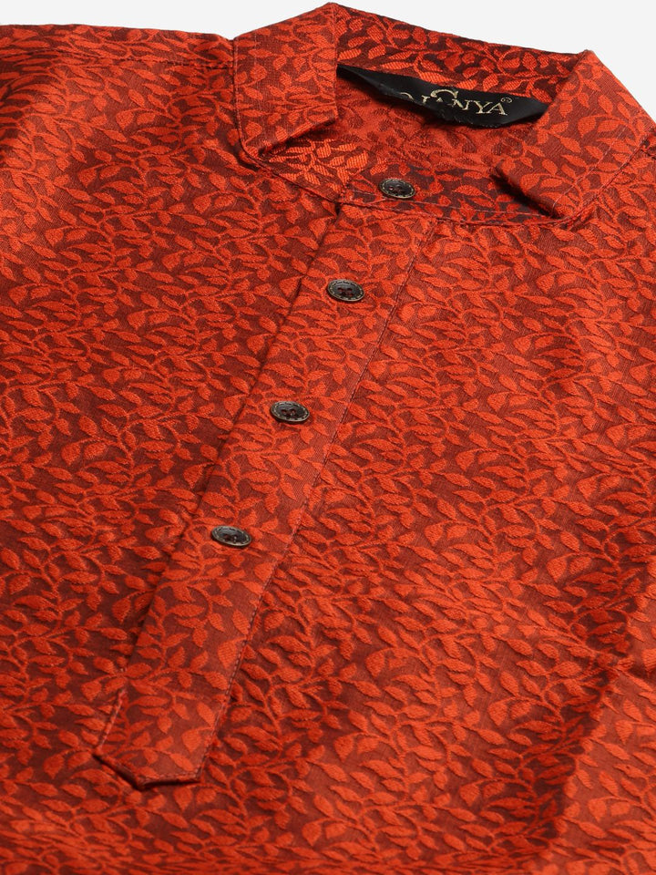 SOJANYA Kurta Rekaan Sendiri Oren Lelaki dengan Jaket Churidar & Nehru