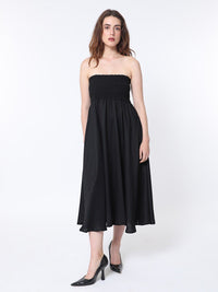 RAREISM Strapless Sleeveless Smocked Detail Fit & Flare Tube Dress