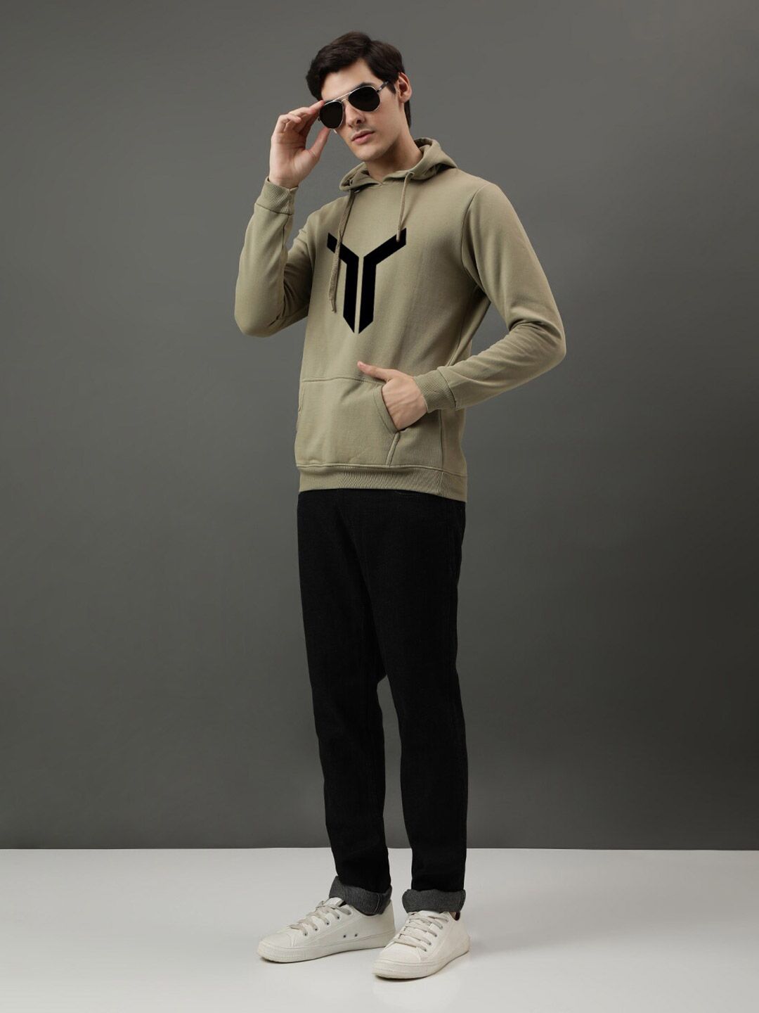 ADRO Graphic Printed Cotton Hooded Sweatshirt