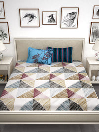 Story@home Unisex Multi Abstract King Size Bedsheet with 2 Pillow Covers