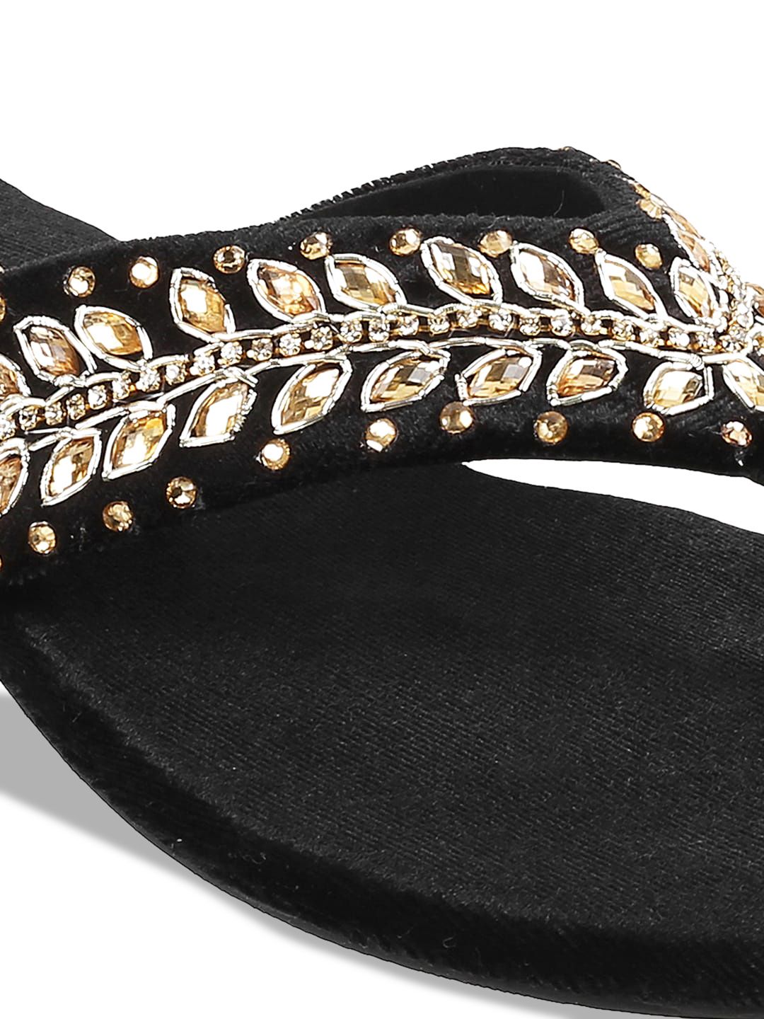 Metro Ethnic Embellished Open Toe Flats