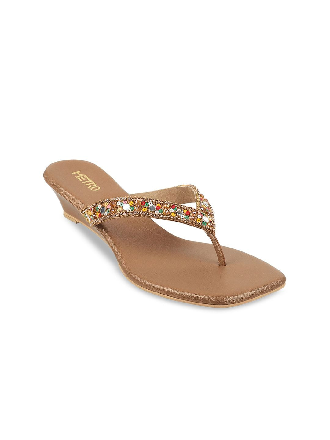 Metro Embellished Open Toe Wedge Heels