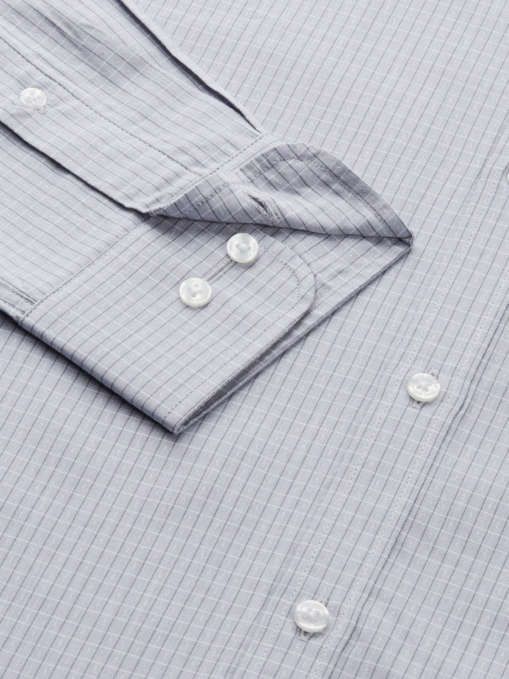Park Avenue Men Grey Slim Fit Checked Pure Cotton Formal Shirt