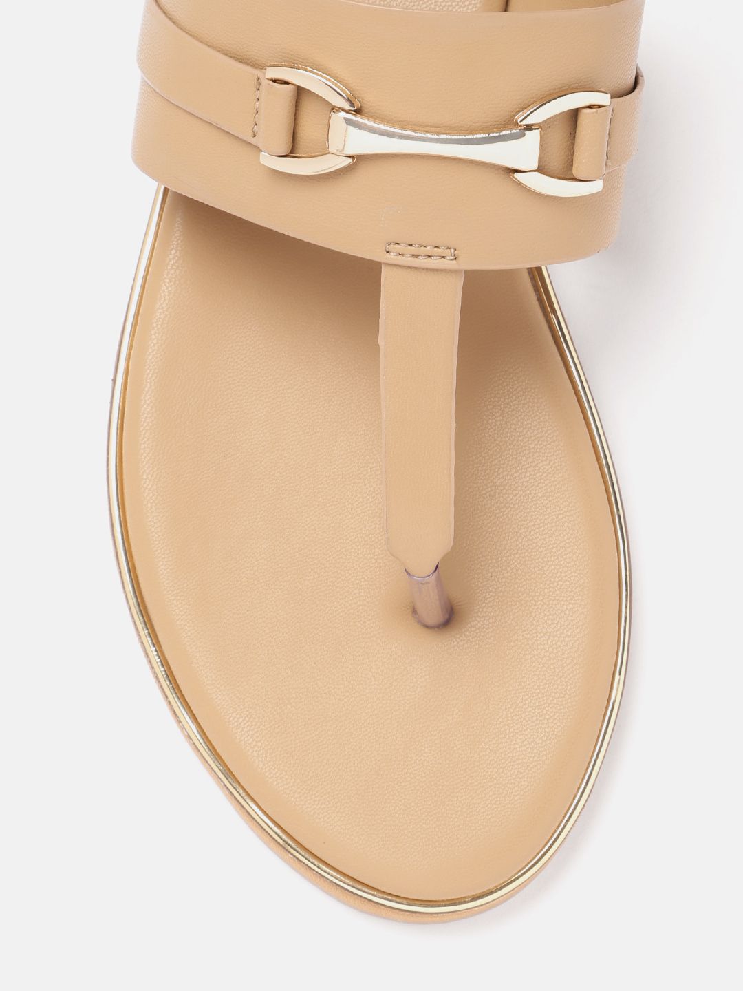 Lino Perros Metallic Detail T-Strap Flats