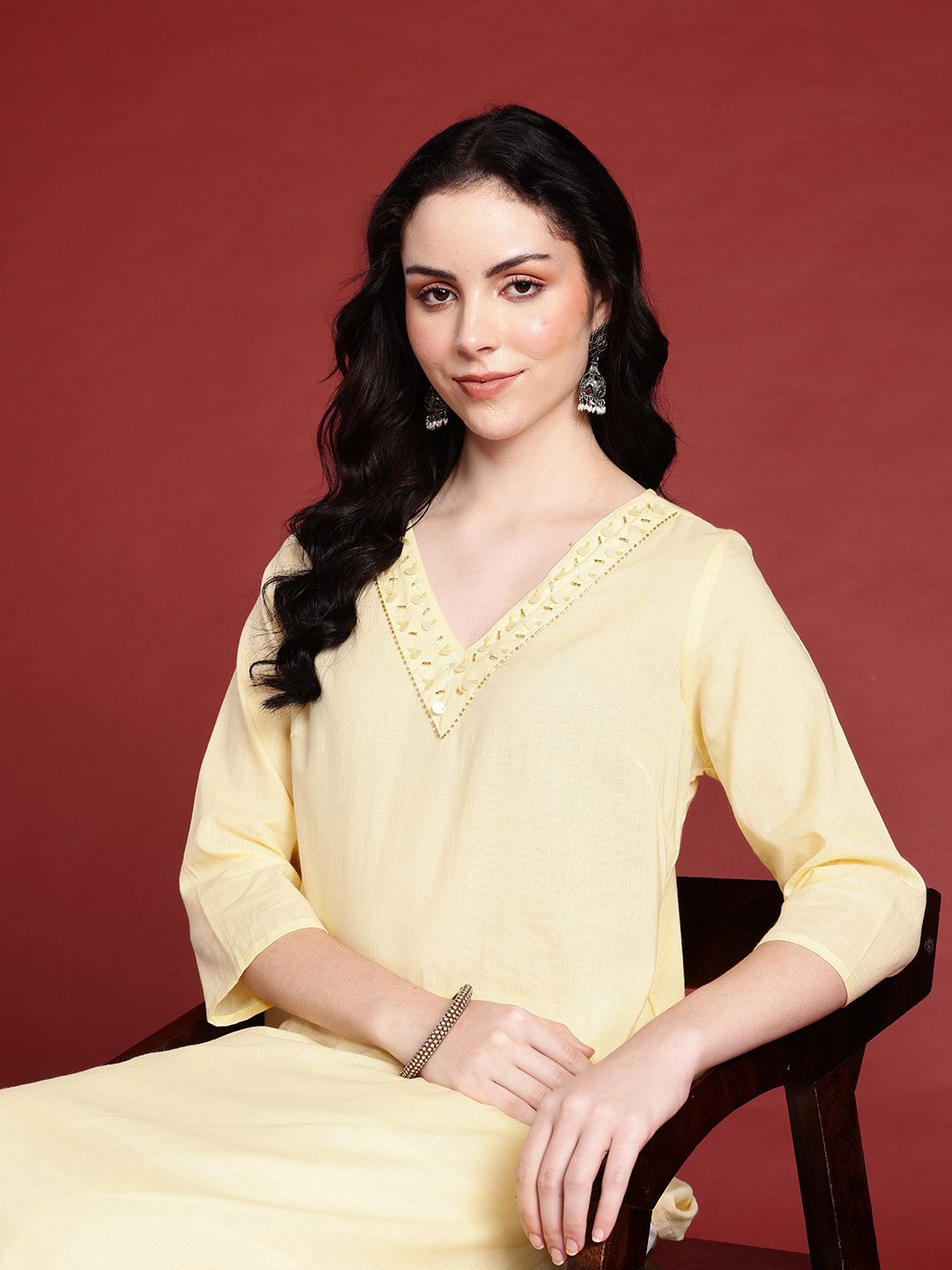 Anouk Embellished Straight Regular Kurta