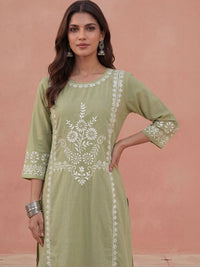 House of Chikankari Women Regular Chikankari Kurta with Trousers