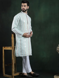 SOJANYA LUXE Kurta Kolar Mandarin Lengan Panjang Sulam Biasa dengan Piyama