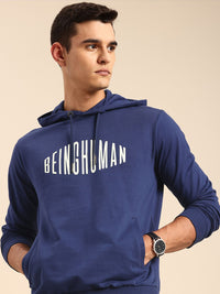 Being Human Brand Logo Printed Pure Cotton Hooded Sweatshirt