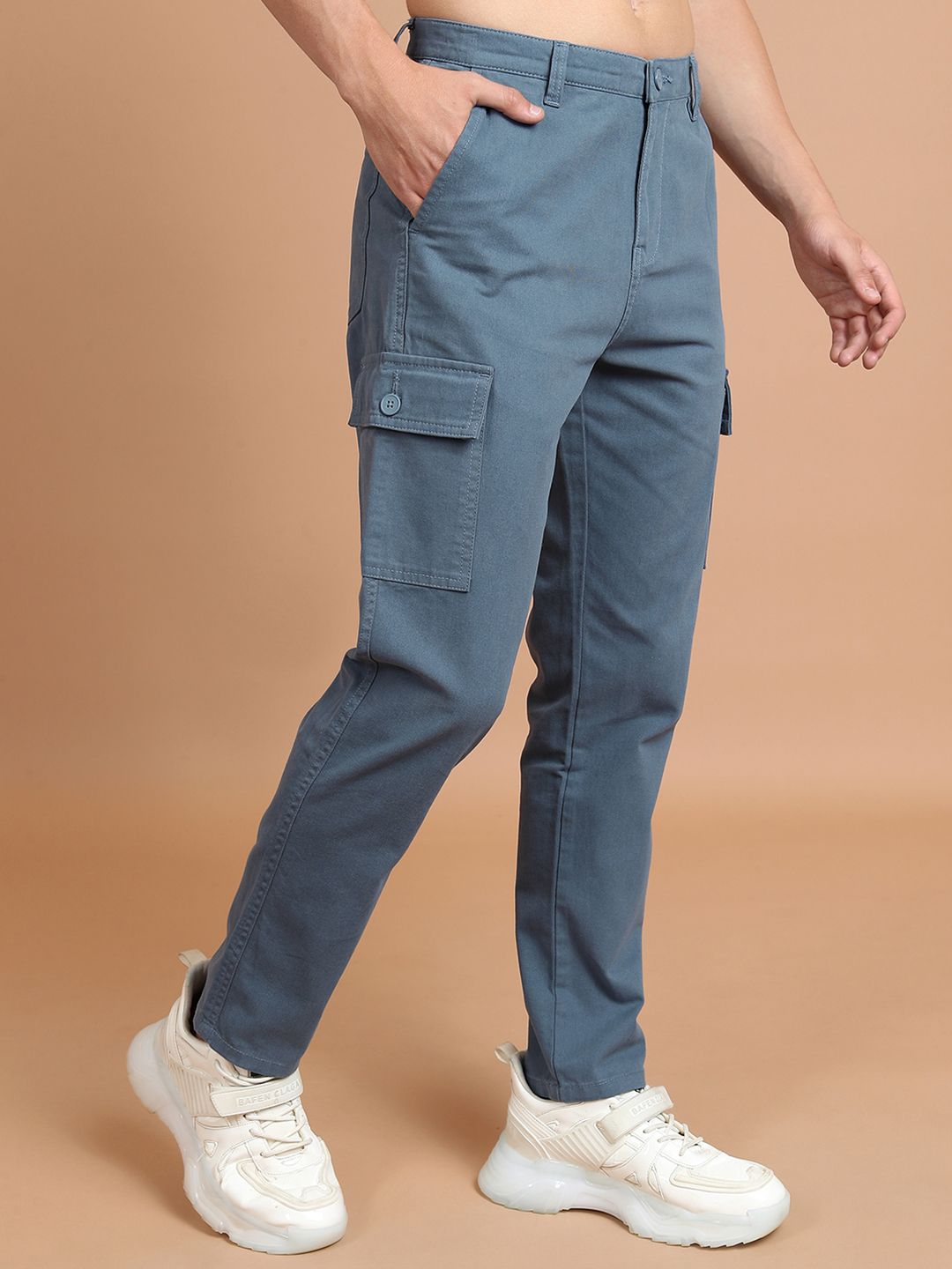 HIGHLANDER Men Tapered Fit Pure Cotton Cargo Trouser