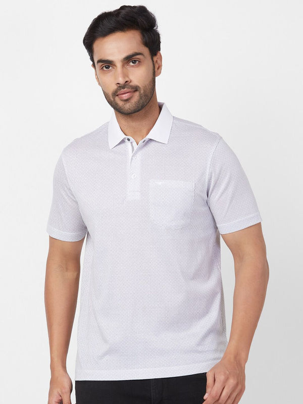 Park Avenue Geometric Printed Polo Collar Cotton Slim Fit T-shirt