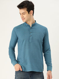 SOJANYA Men Blue Woven Design Straight Kurta