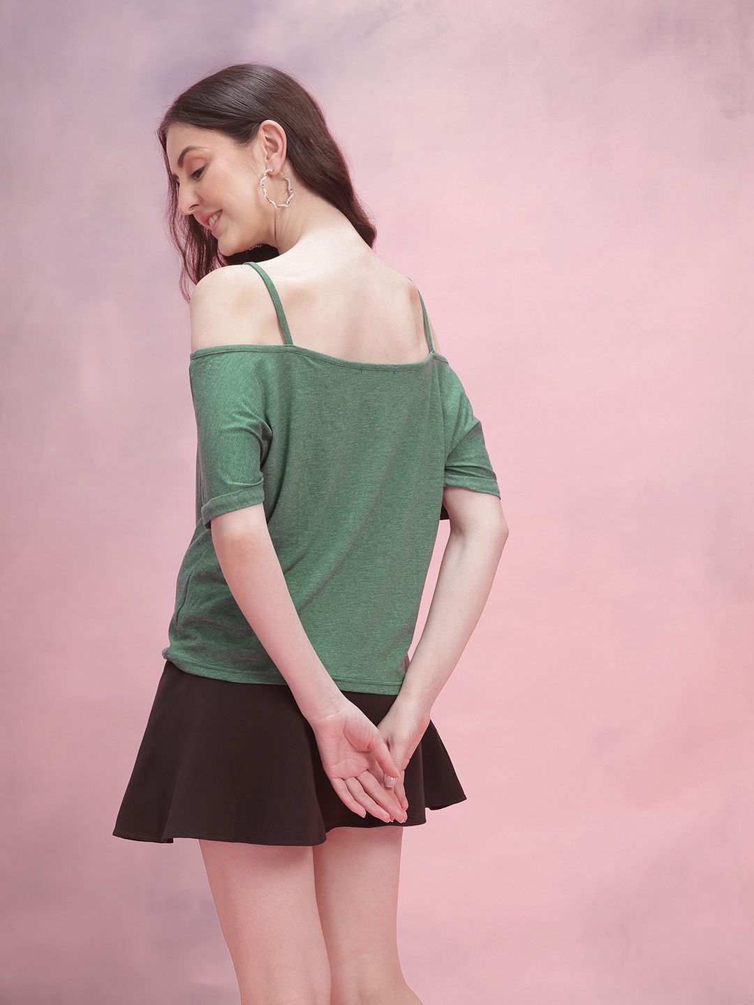 DressBerry Cold-Shoulder Gathered Top