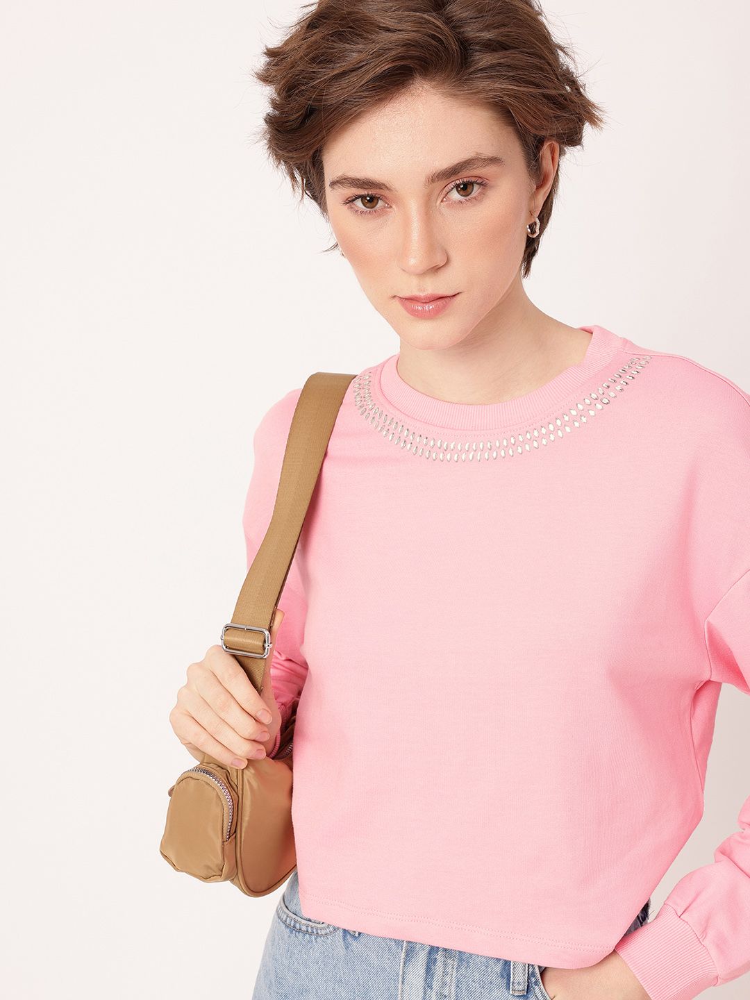 DressBerry Embellished Cotton Terry Relaxed Fit Sweatshirt