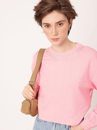 DressBerry Embellished Cotton Terry Relaxed Fit Sweatshirt