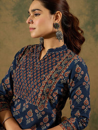 Indo Era Ethnic Motifs Printed Pure Cotton Kurta With Trousers