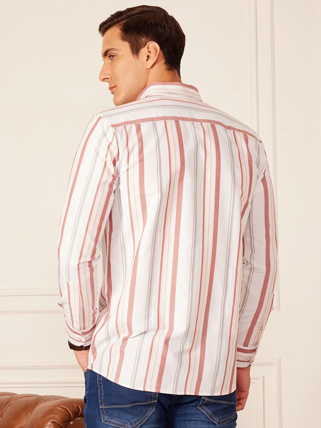 DENNISON Smart Striped Button-Down Collar Casual Shirt