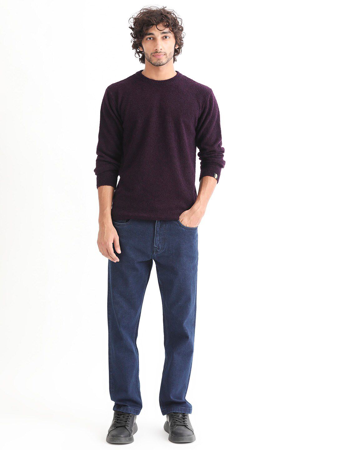 RARE RABBIT Men Bocle Crew Neck Sweater