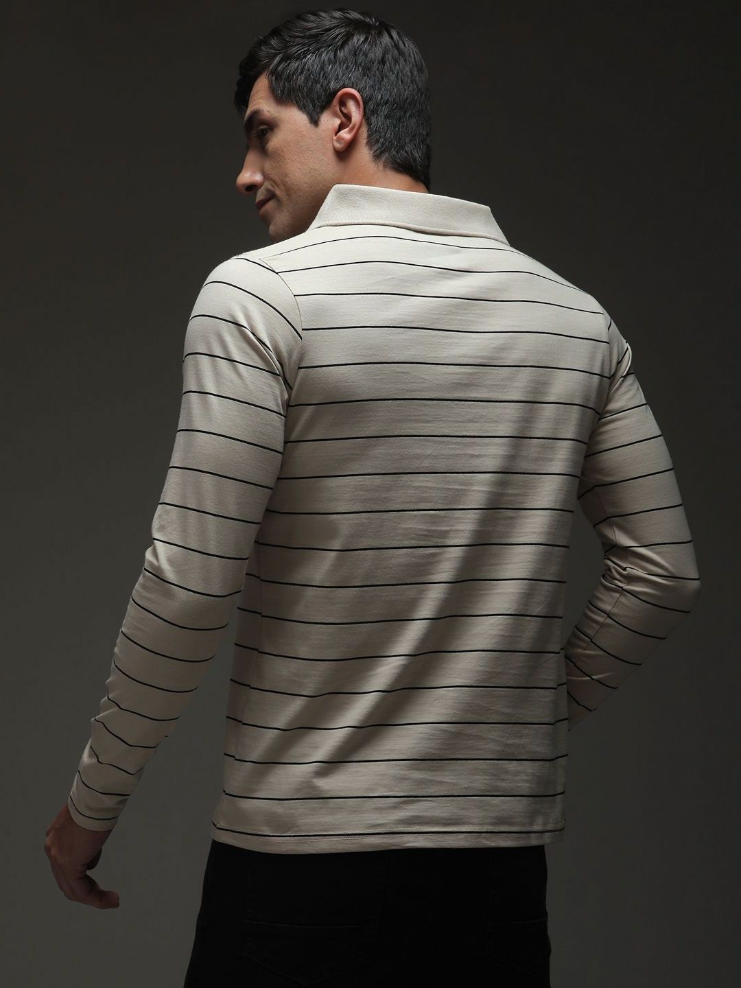DILLINGER Men Regular Long Sleeve Polo Striped Tshirt