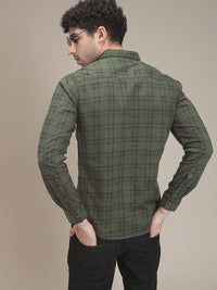 The Indian Garage Co Men Green & Black Slim Fit Checked Casual Shirt