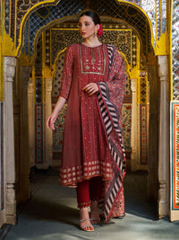 W Women Printed Regular Gotta Patti Kurta with Trousers & With Dupatta