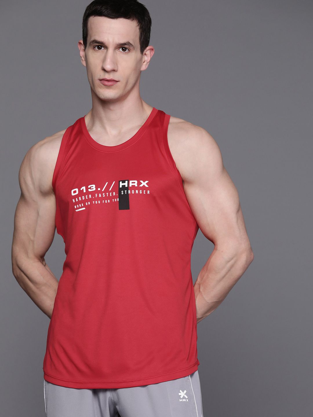 HRX by Hrithik Roshan Men Printed Rapid-Dry Training T-shirt with Reflective Detail