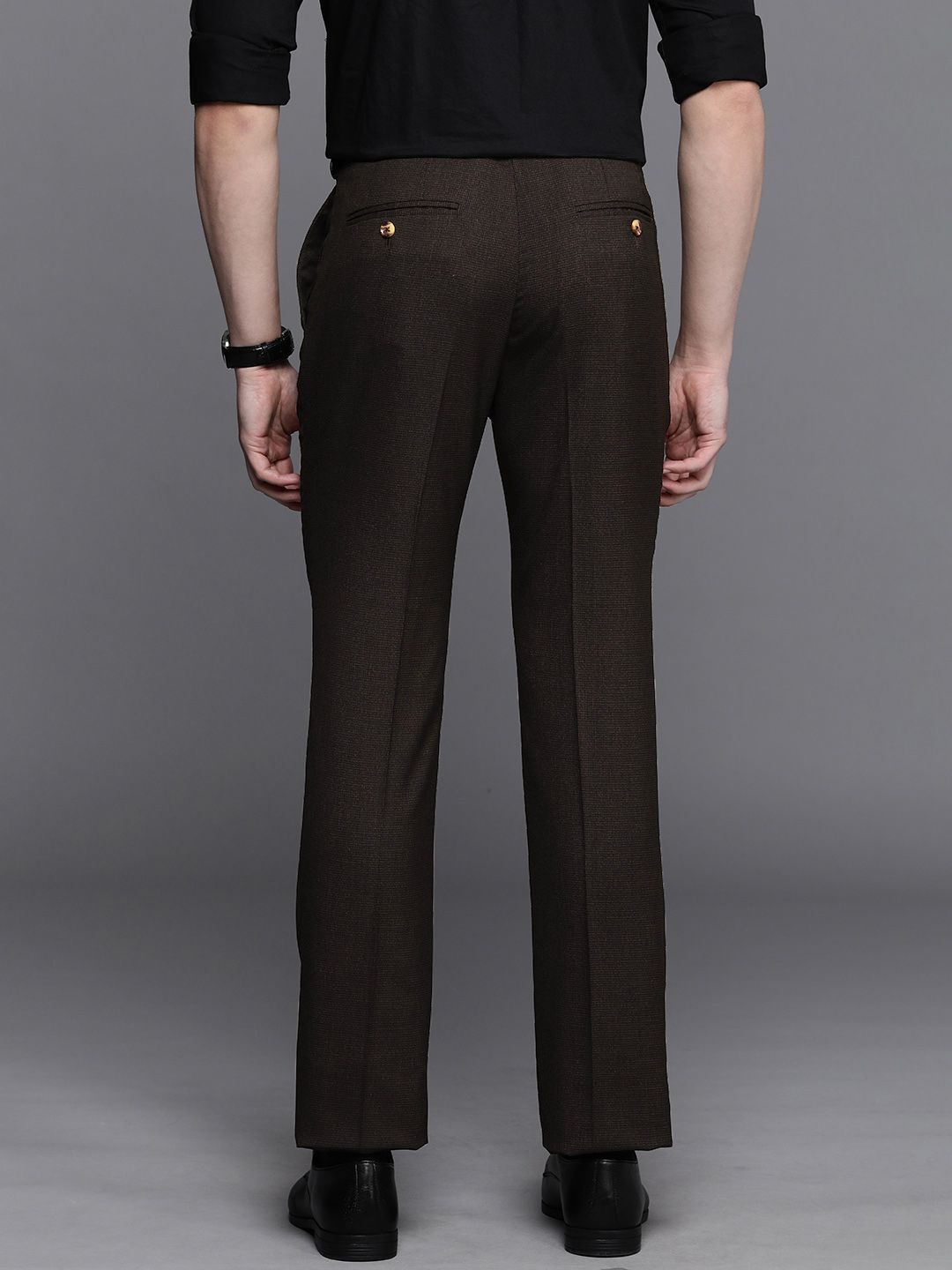 Raymond Men Checked Slim Fit Formal Trousers