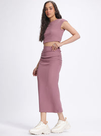 DressBerry Adorable Allure Ruched Detail Textured Crop Co-Ords