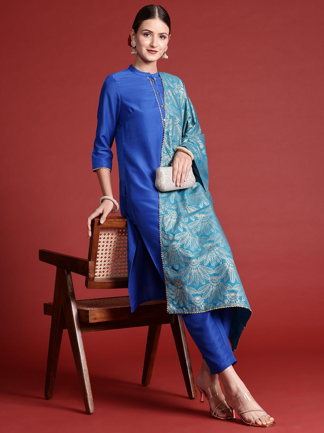 Anouk Gotta Patti Kurta with Trousers & Printed Dupatta