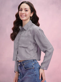 DressBerry Seersucker Checked Boxy Casual Shirt