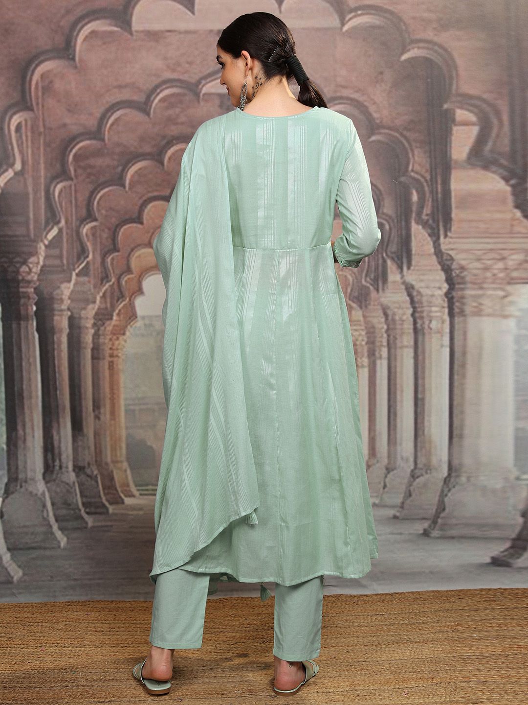 Vishudh Floral Embroidered Regular Pure Cotton Kurta with Trouser & Dupatta