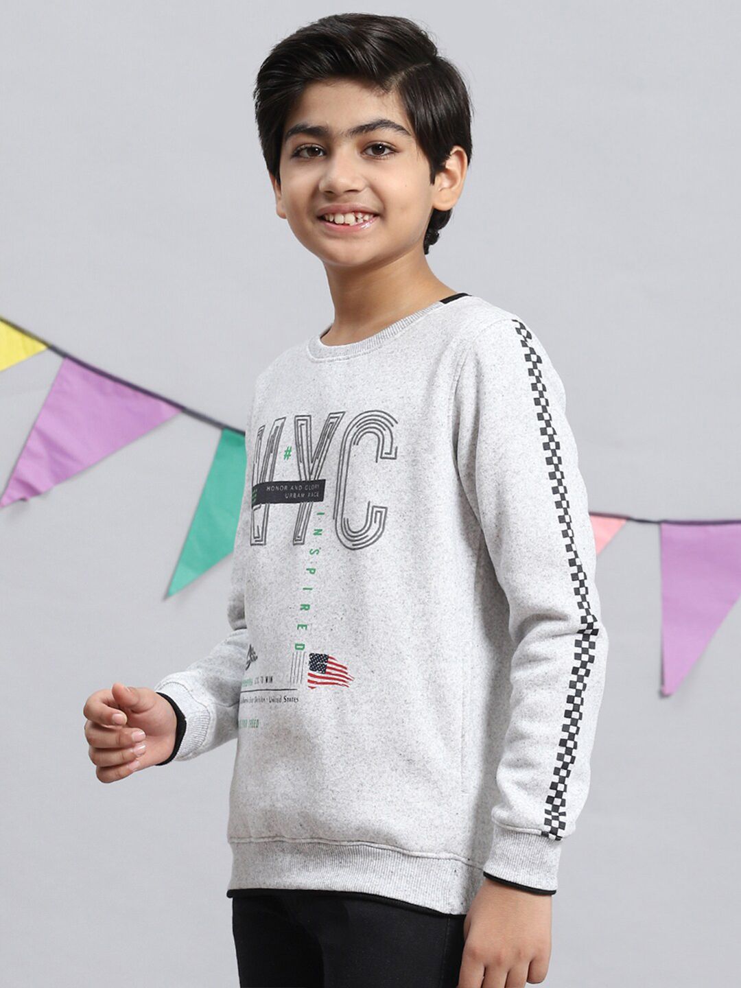 Monte Carlo Boys Typography Printed Pullover Sweatshirt
