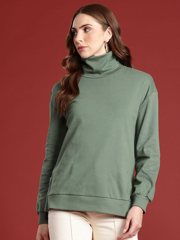 all about you Long Sleeves Pure Cotton Turtle Neck Sweatshirt