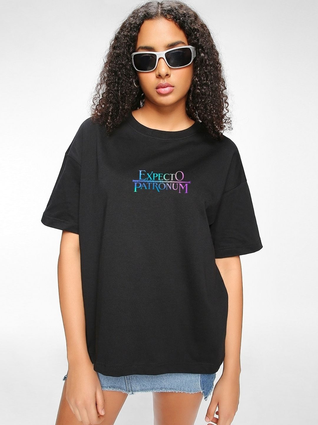 Bewakoof X Official Harry Potter Merchandise Expecto Graphic Printed Oversized T-shirt