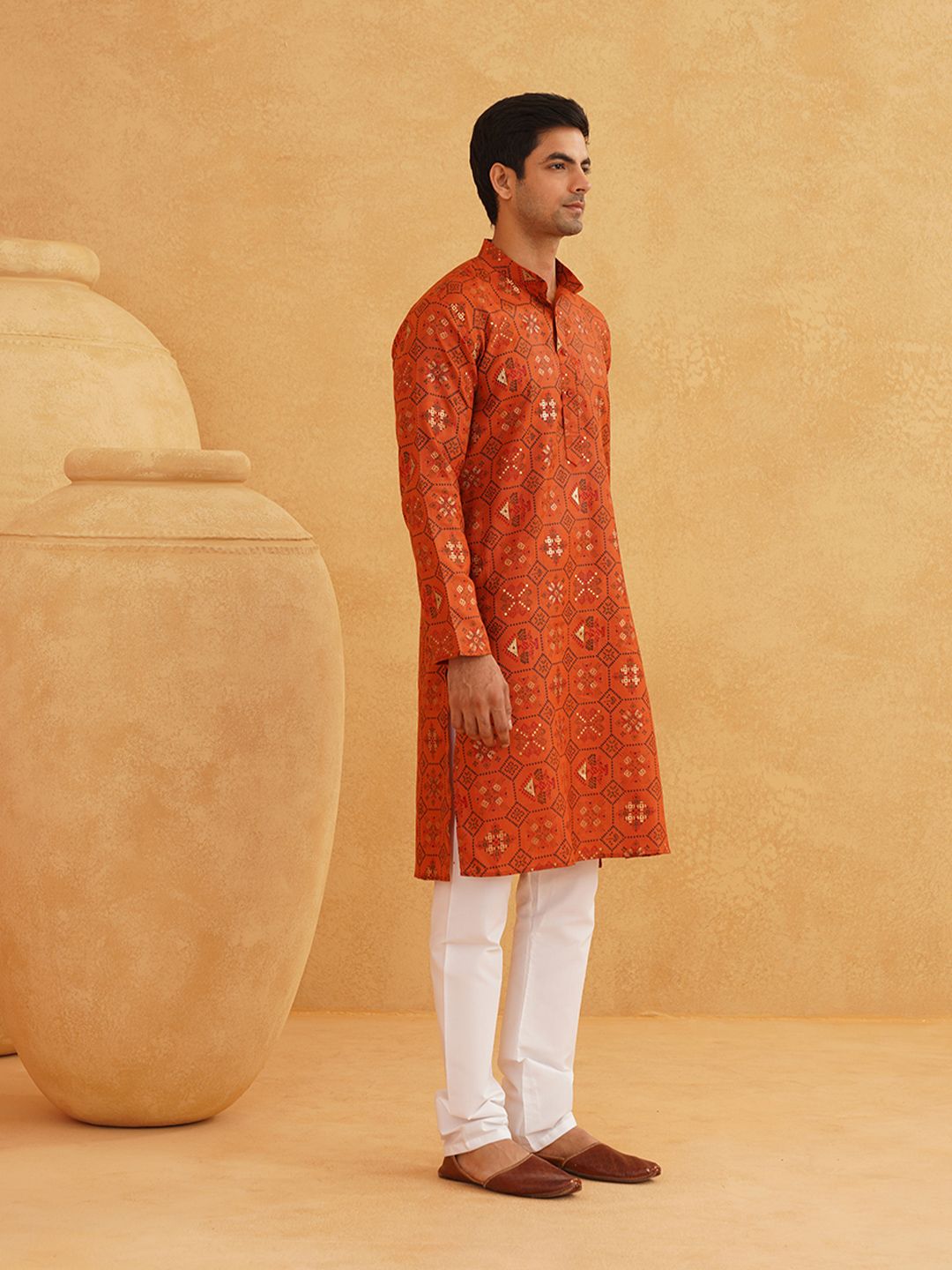 SOJANYA Motif Etnik Bercetak Kurta Lurus Dengan Piyama
