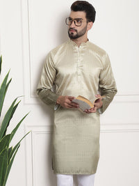 SOJANYA Woven Design Mandarin Collar Silk Cotton Kurta