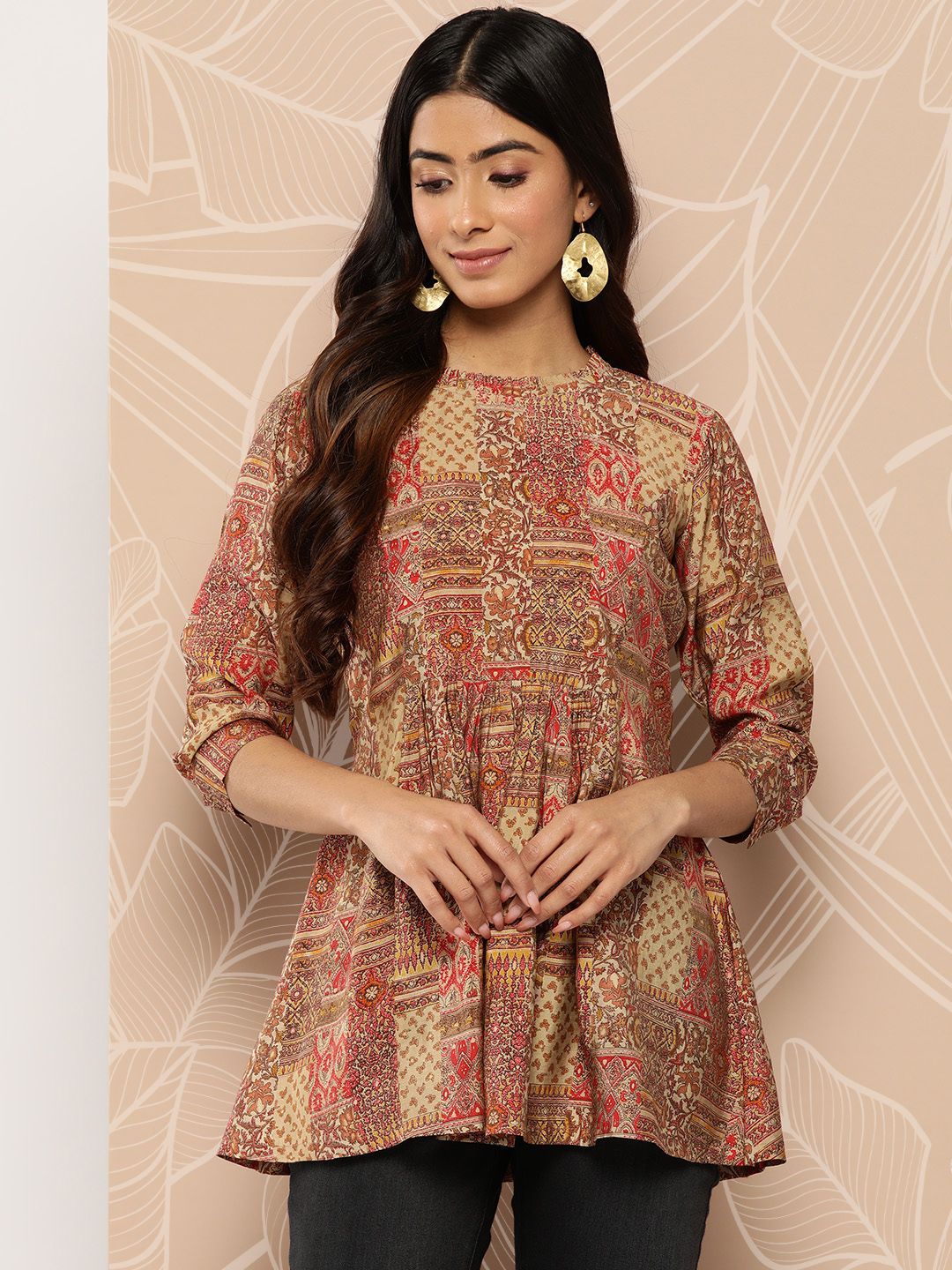 Libas Ethnic Motifs Printed Pleated Kurti