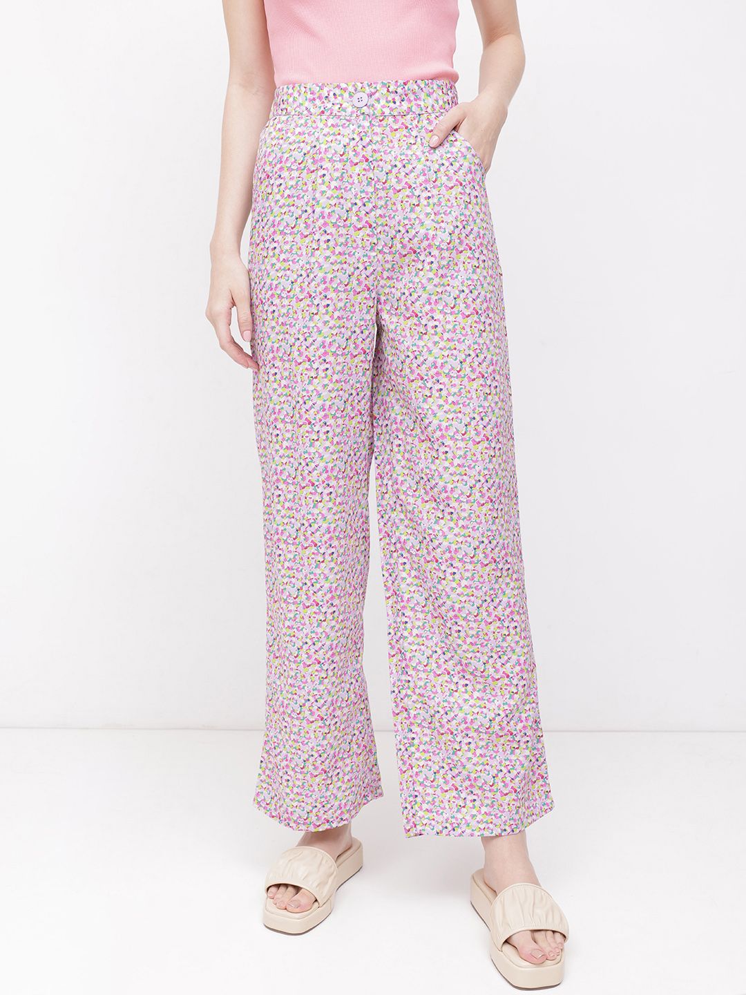 DressBerry Women Ditsy Delight Wide Leg Trousers