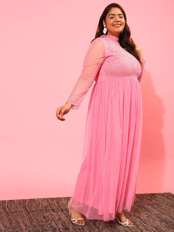 CURVY STREET Net Sheath Maxi Dress