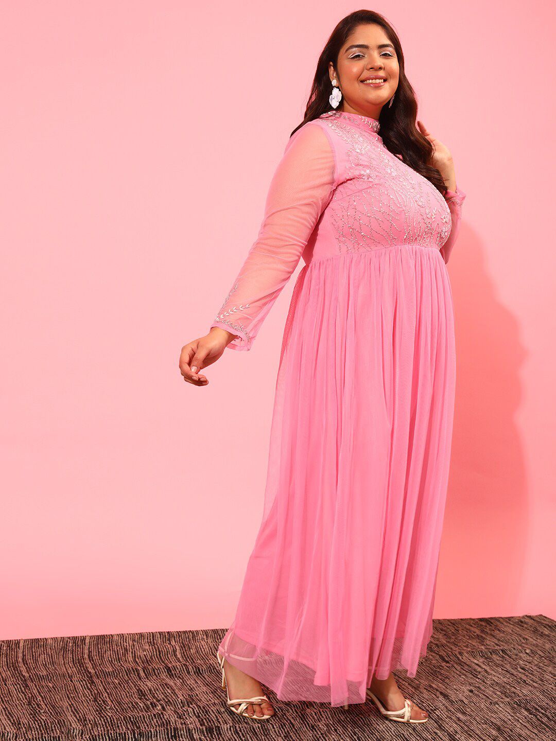 CURVY STREET Net Sheath Maxi Dress