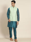 SOJANYA Kurta Rekaan Tenunan Lelaki dengan Churidar dengan Jaket Nehru