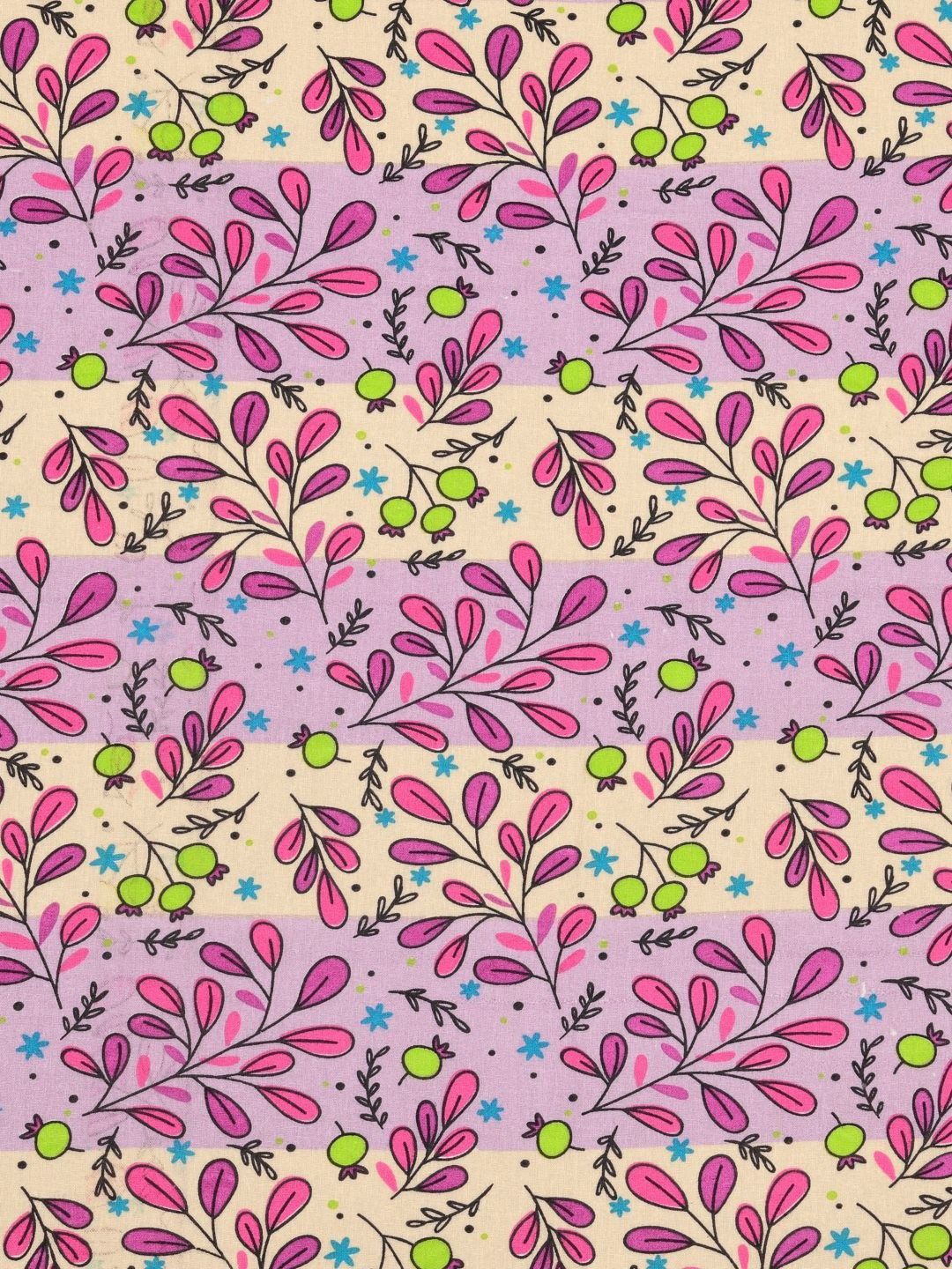 BOMBAY DYEING Dream Lover Violet Floral Cotton 104 TC Queen Bedsheet Set 2.54 x 2.24m