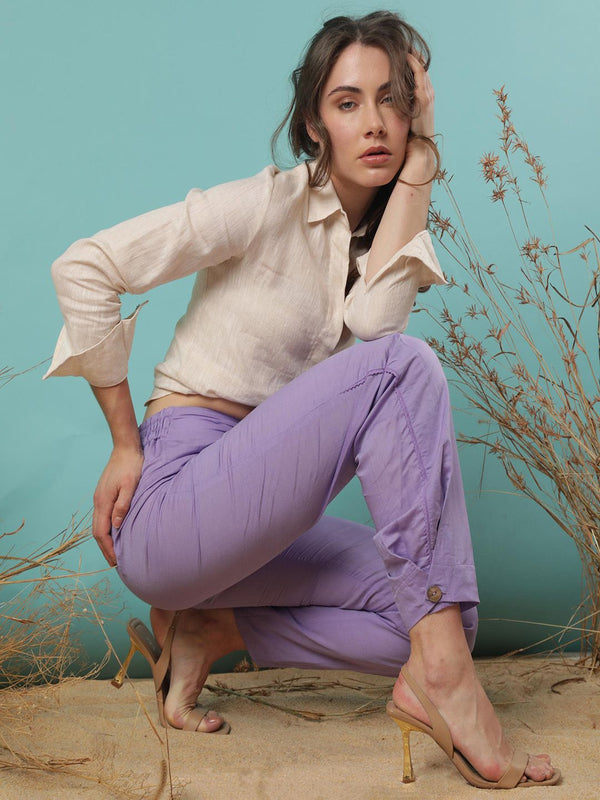 RAREISM Women Slim Fit Mid-Rise Trousers