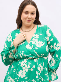 Berrylush Curve Women Floral Print Wrap Top
