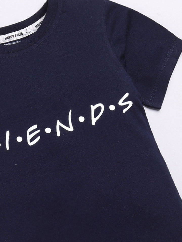Happy Faces Kids Girls Typography Printed Pure Cotton Longline T-Shirt